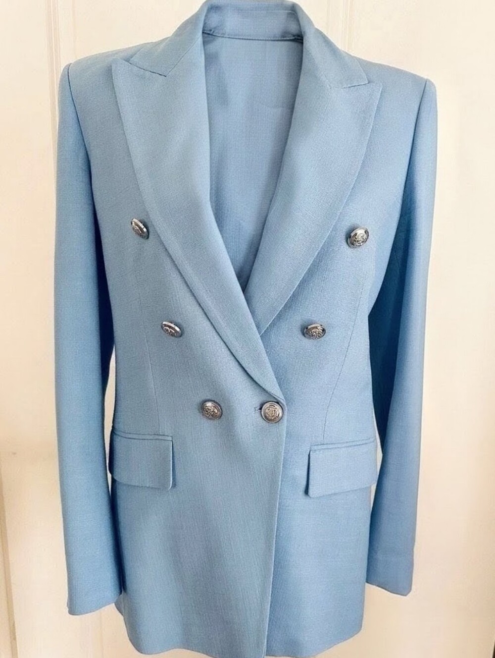 Zara Double-Breasted Sky Blue Blazer